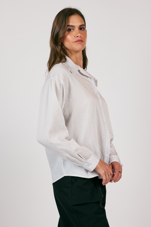 Light Gray Soft Soul Button Down Shirt Top