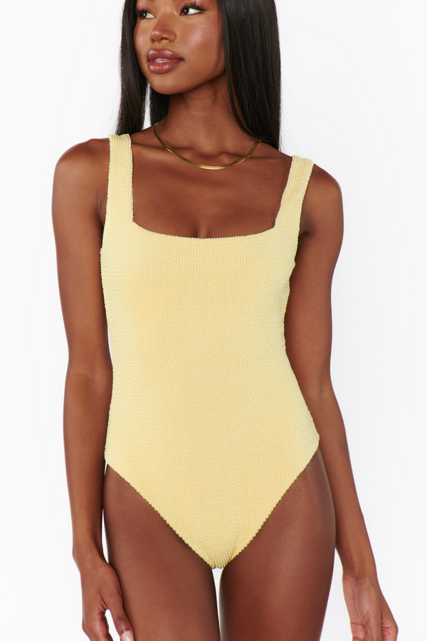 Beige The Scrunch One Piece Bathing Suit