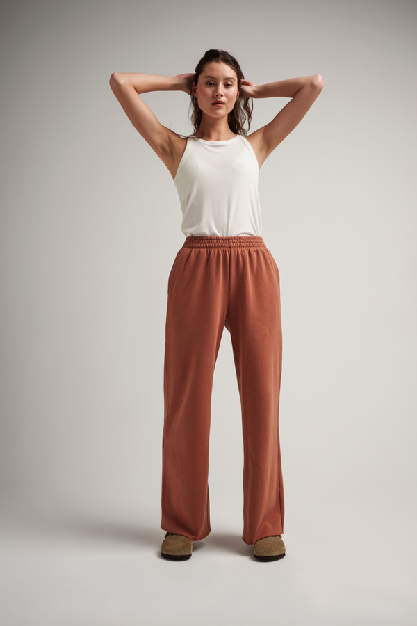 Gray Recycled Fleece Wide Leg Pant Pant