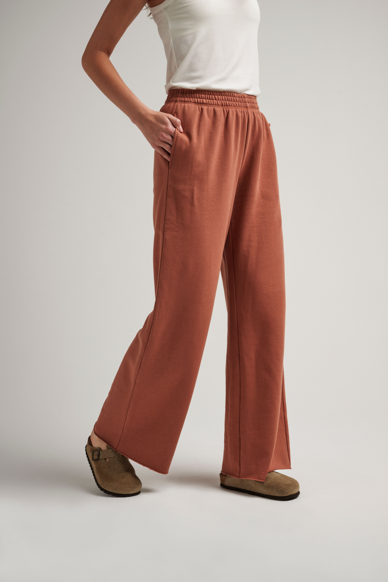 Light Gray Recycled Fleece Wide Leg Pant Pant