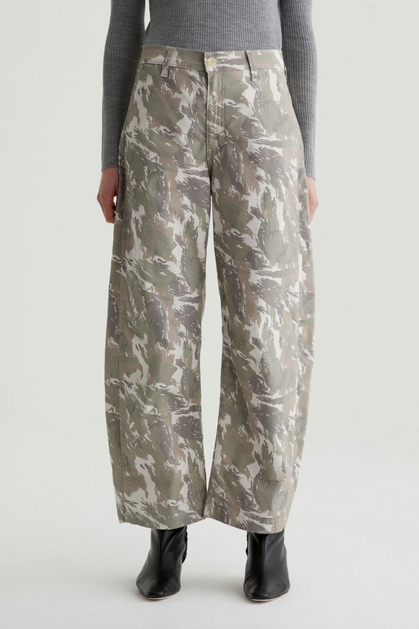 Light Gray Fiona High Rise Barrel | Urban Camo Grey Multi Pant