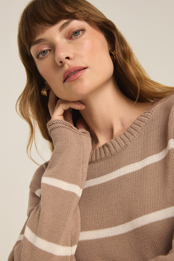Rosy Brown Sienna Striped Sweater