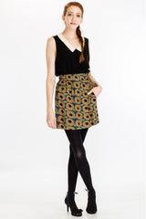 White Smoke Retro Floral Print Skirt