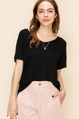 Black Raglan Sleeve High Low Top