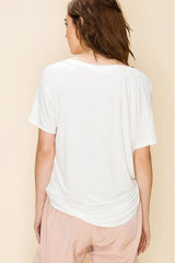 Antique White Raglan Sleeve High Low Top