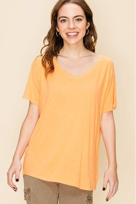 Wheat Raglan Sleeve High Low Top