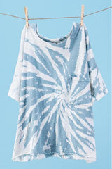 Light Steel Blue Vintage Tie Dye Oversized Tee