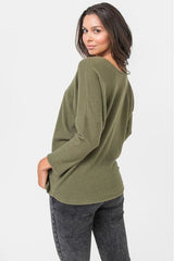 Dark Slate Gray Olive Dolman Sleeve Top