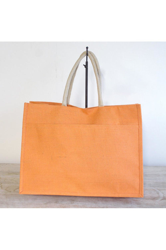 Sandy Brown Orange Jute Tote